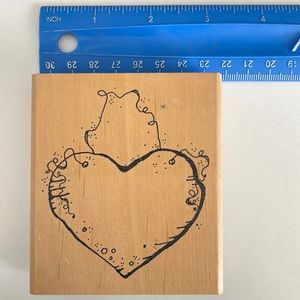 DJ Inkers Wood Heart rubber stamp